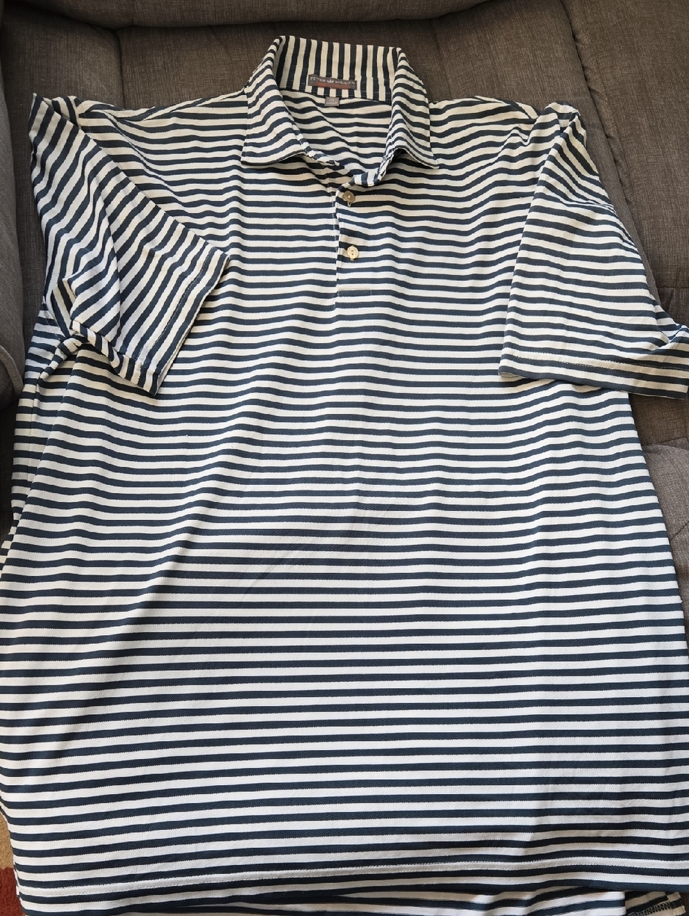 Peter Millar Navy and White Striped Polo